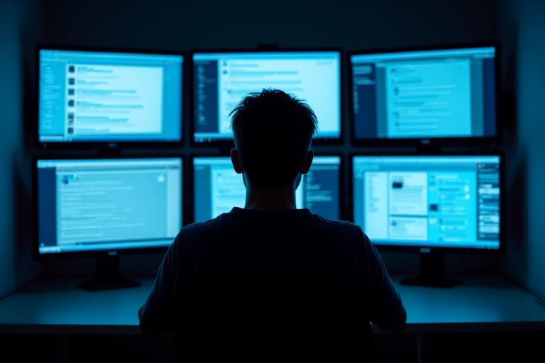 Persona davanti a schermi digitali